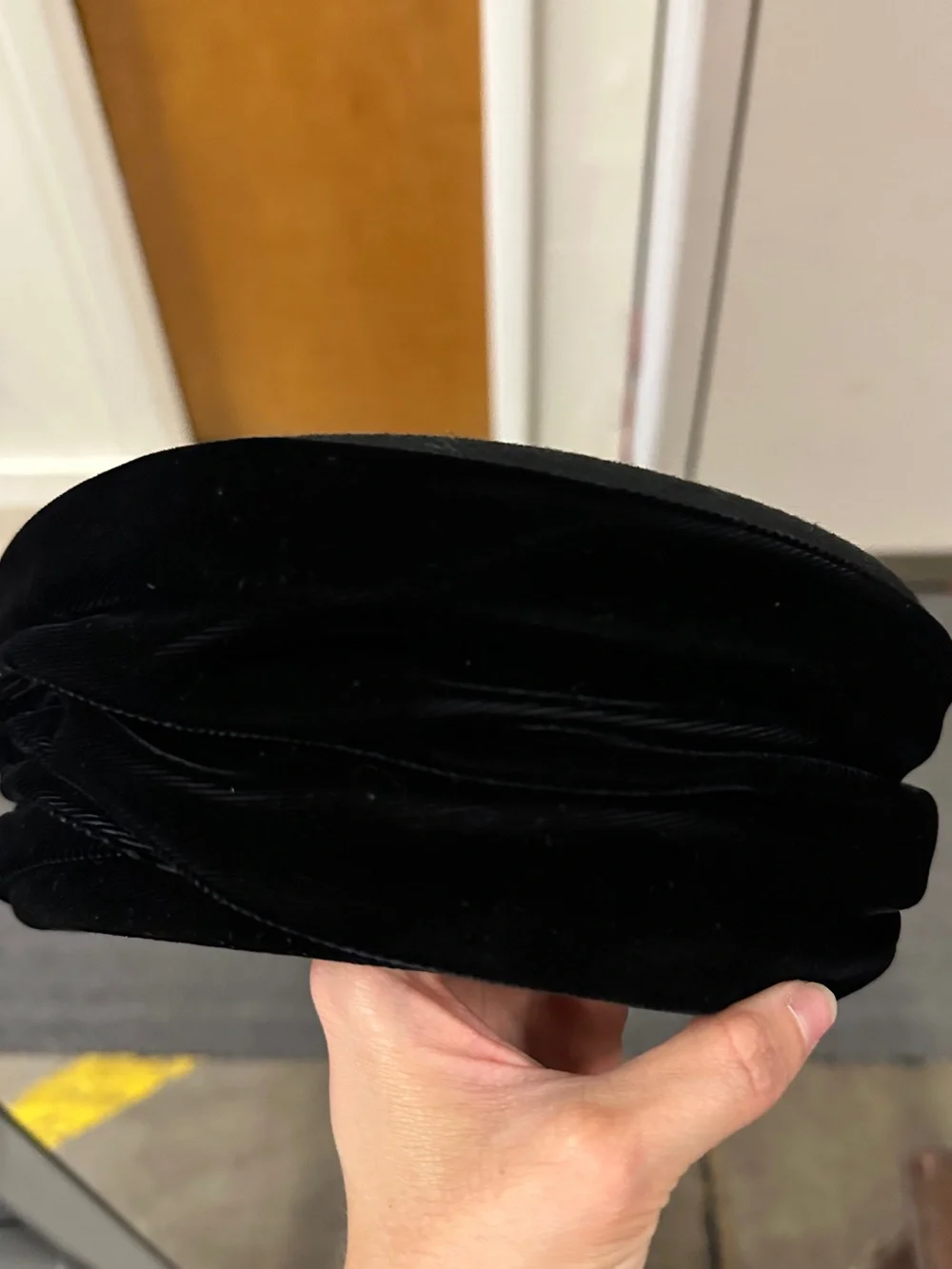 Black Velvet Folded Tina Luxe Hat - Women Accessories